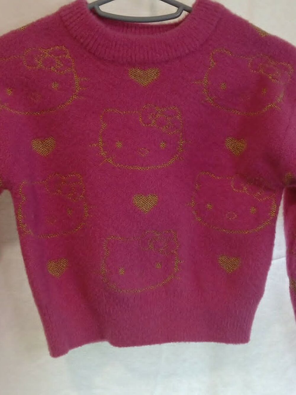 Pink & Gold Hello Kitty s-6/6x fuzzy sweater